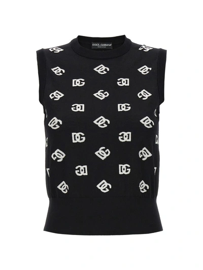 Shop Dolce & Gabbana All-over Logo Vest. In White/black