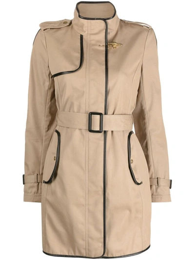 Shop Fay Trench Coat With Logo In Beige