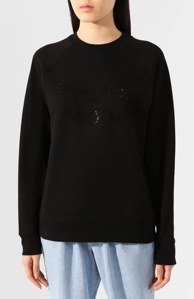 Shop Marc Jacobs The  Rhinestone Logo Sweatshirt In Black