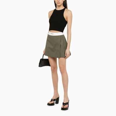 Shop Palm Angels Pleated Military Miniskirt In Green