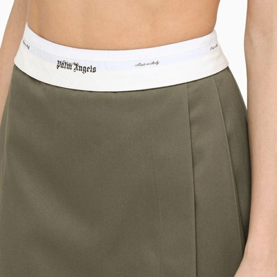 Shop Palm Angels Pleated Military Miniskirt In Green