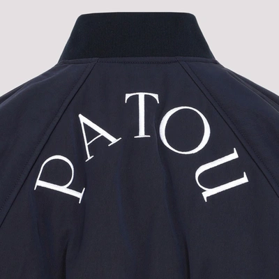 Shop Patou Cropped Bomber Jacket In Blue