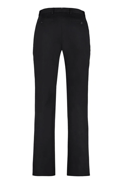 Shop Burberry Cotton Chino Trousers In Black