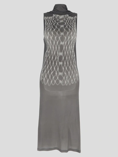 Shop Mm6 Maison Margiela Dress In <p> Grey Dress In Viscose