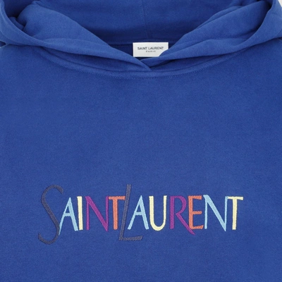 Shop Saint Laurent Oversize Hoodie Sweatshirt In Blue