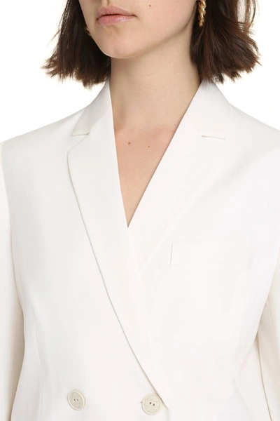 Shop Valentino Double-breasted Wool Blazer In Ivory