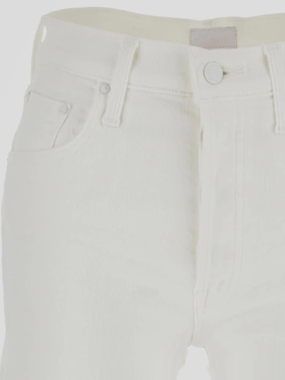 Shop Mother The Tomcat Roller Fray Jeans In <p> Jeans In White Stretch Denim Cotton With Flared Leg And Frayed Hems