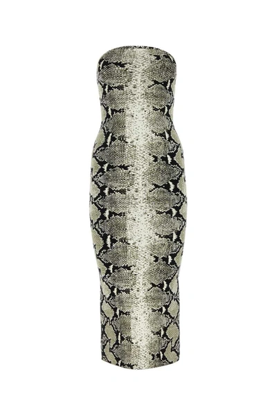 Khaite The Rumer Python Print Strapless Midi Dress In Animal Print