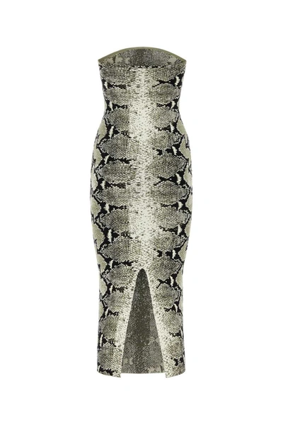 Khaite The Rumer Python Print Strapless Midi Dress In Animal Print
