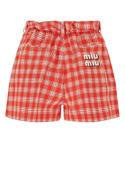Shop Miu Miu Shorts In Checked