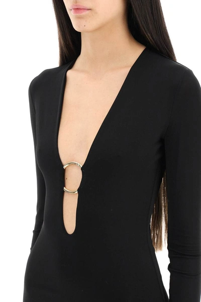 Shop Louisa Ballou 'helios' Mini Dress With Gold-tone O-ring In Black