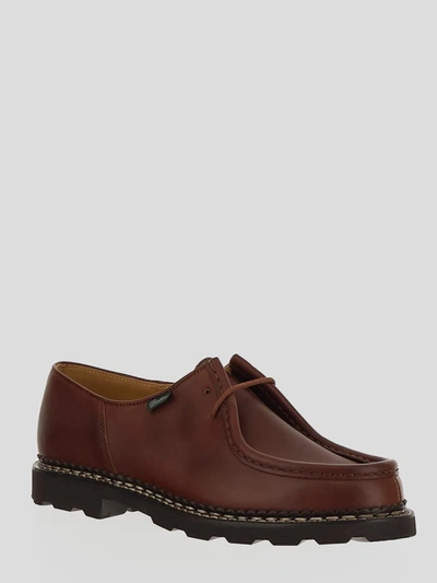 Shop Paraboot Derby Shoes In <p> Derby Shoes In Brown Leather With Stitching Details