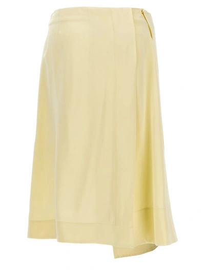 Shop Jil Sander Satin Skirt With Side Slit In Yellow