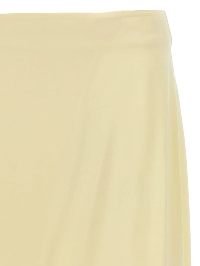 Shop Jil Sander Satin Skirt With Side Slit In Yellow