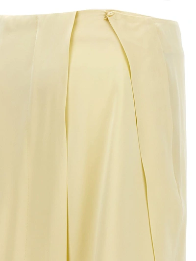 Shop Jil Sander Satin Skirt With Side Slit In Yellow