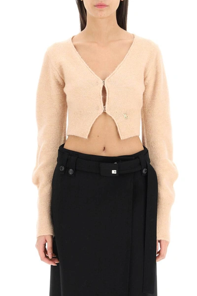 Shop Low Classic Cropped Wool Blend Cardigan In Pink