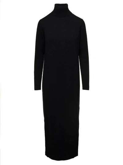 Shop Allude Black High-neck Maxi Dress In Wool And Cashmere Woman