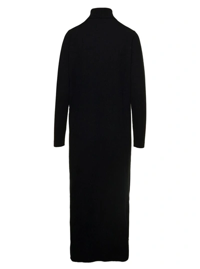 Shop Allude Black High-neck Maxi Dress In Wool And Cashmere Woman