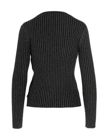 Shop Tory Burch Ribbed Lurex Sweater In Black