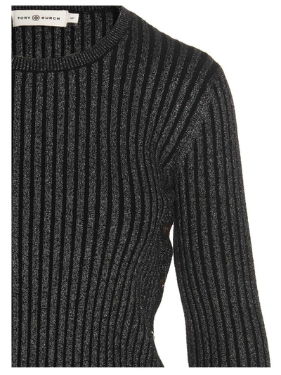 Shop Tory Burch Ribbed Lurex Sweater In Black