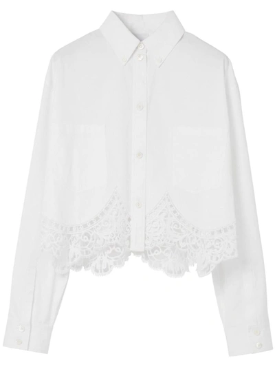Shop Burberry Lace Detail Shirt In White