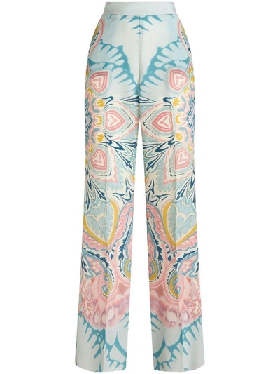 Shop Etro Paisley-print Trousers In Clear Blue
