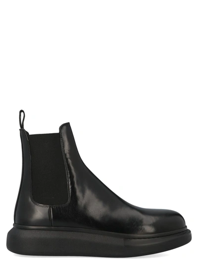Shop Alexander Mcqueen 'oversize Sole' Chelsea Boots In Black