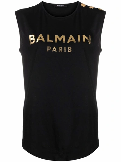 Shop Balmain T-shirt Logo Clothing In Black