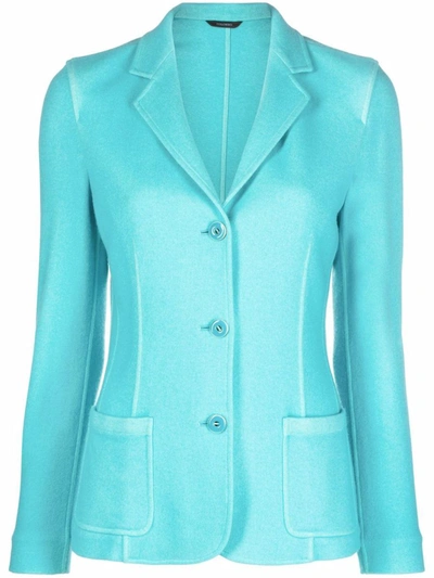Shop Colombo Cashmere And Silk Blend Single Breasted Jacket In Clear Blue