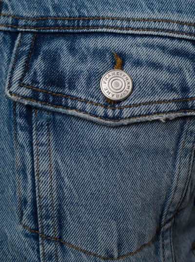 Shop Frame Light Blue Vintage Denim Jacket With Patch Pockets In Cotton Woman