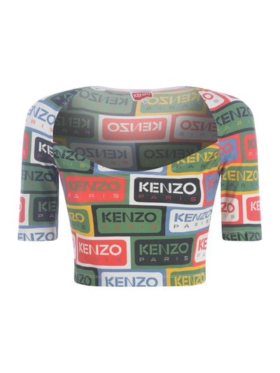 Shop Kenzo Crop Top  " Labels" In Red