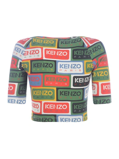 Shop Kenzo Crop Top  " Labels" In Red