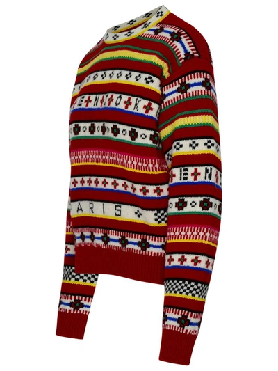 Shop Kenzo Wool Blend Red Fair Isle Sweater