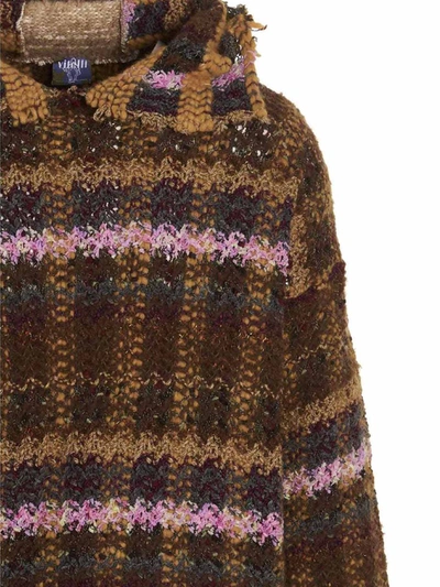 Vitelli Oversized Hooded Sweater Textured Knit In Multicolor