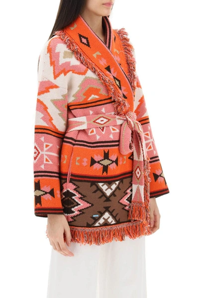 Shop Alanui Desert Rose Cotton Jacquard Cardigan In Multicolor