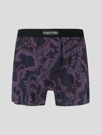 Shop Tom Ford Underwear In <p> Underwear Boxers In Purple Silk With Graphic Print