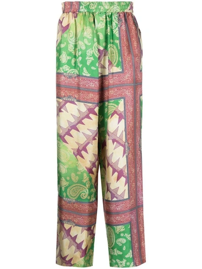 Shop Aries Printed Silk Trousers In Red