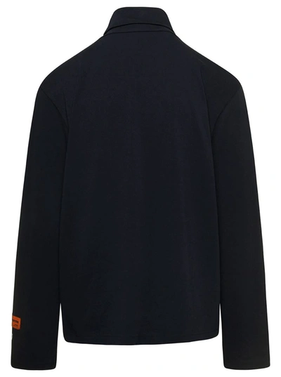 Shop Heron Preston Black Turtleneck Pullover With Contrasting Logo Embroidery In Cotton Man