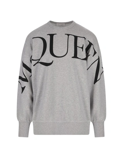 Shop Alexander Mcqueen Sweatshirt With Macro Logo In Grey