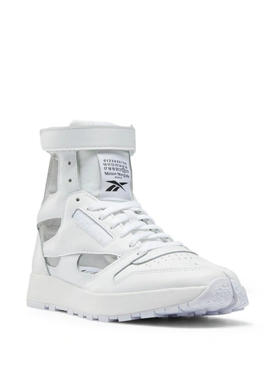 Shop Maison Margiela Tabi-toe Lace-up High-top Sneakers In White