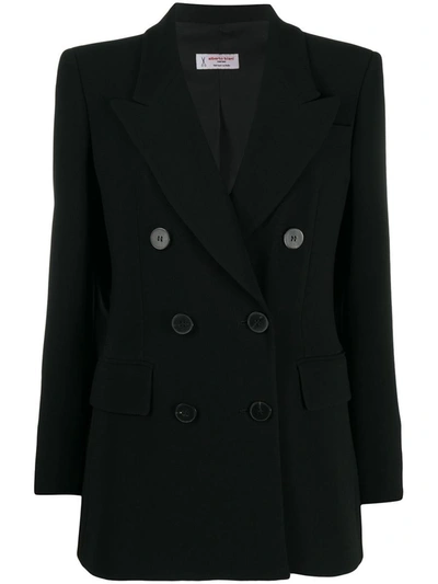 Shop Alberto Biani Long Double Breasted Jacket In Black