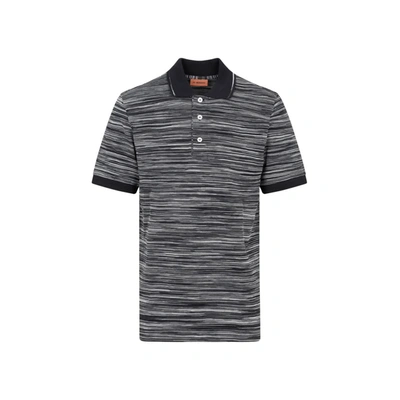 Shop Missoni Sport  Striped Knitted Polo Shirt In Black