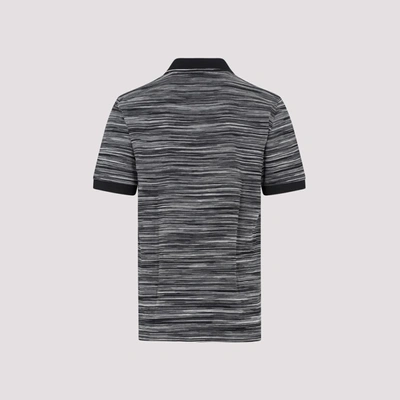 Shop Missoni Sport  Striped Knitted Polo Shirt In Black
