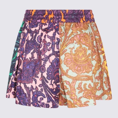Shop Zimmermann Multicolor Silk Shorts In Spliced Paisley