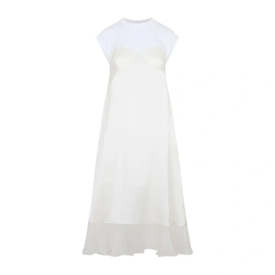 Shop Sacai Cotton Jersey Dress In White