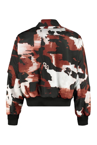 Shop Dolce & Gabbana Camouflage Print Nylon Bomber Jacket In Multicolor