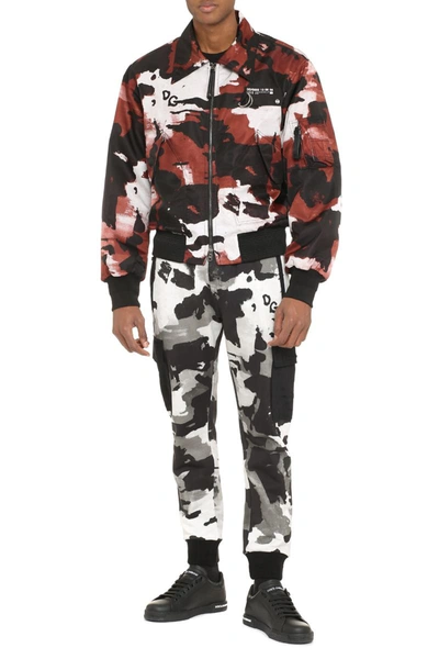 Shop Dolce & Gabbana Camouflage Print Nylon Bomber Jacket In Multicolor