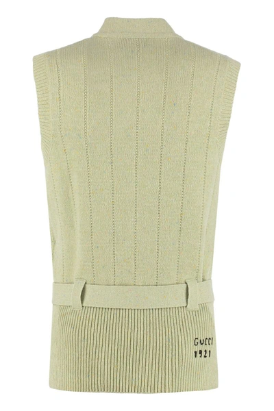 Shop Gucci Knitted Wool Vest In Green