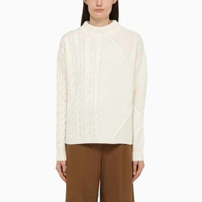Shop Max Mara Ivory And Cable Knit Sweater In White
