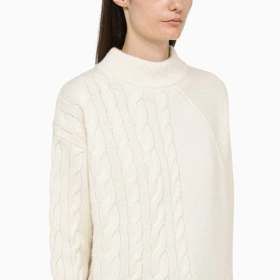 Shop Max Mara Ivory And Cable Knit Sweater In White